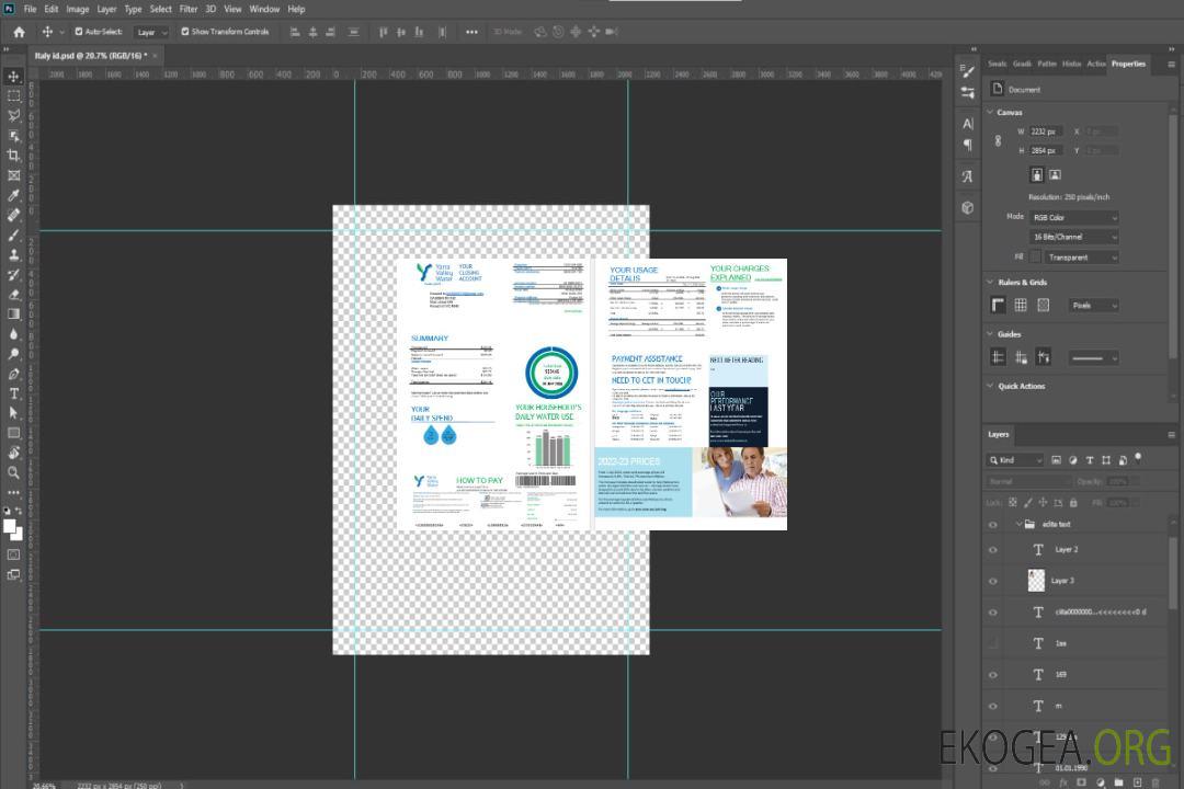 Facture de services publics de l'eau de Melbourne Yarra Valley Water Formats Word et PDF, 2 pages template